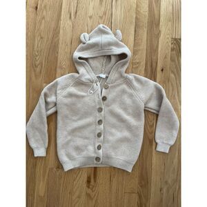 Jamie Kay Bear Gender Neutral Cardigan Sweater Beige 8Y NWOT